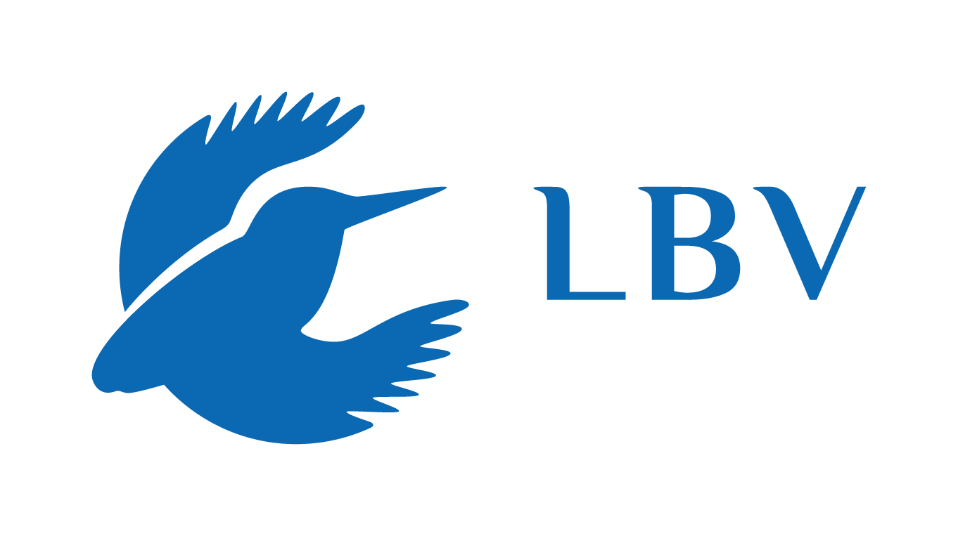 LBV Logo - Stilisierter Eisvogel in eisblau auf weißem Hintergrund.